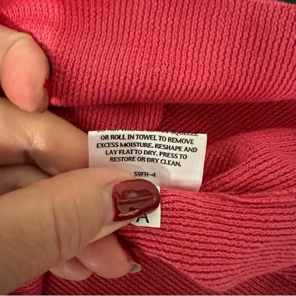 Eileen Fisher 100% Hemp coral pink coordinate knit Set,top and open cardigan - Picture 15 of 16